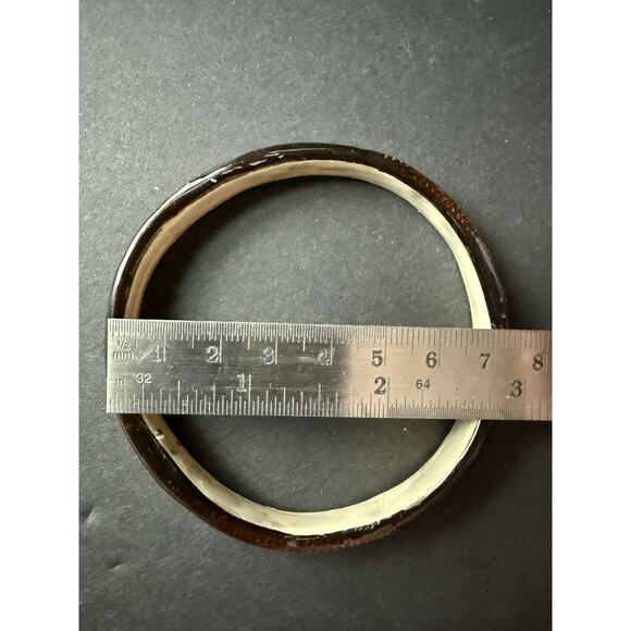 Vintage Lucite Acrylic Bracelet Brown Mod Stackable MCM Retro Minimalist Career - Picture 5 of 6